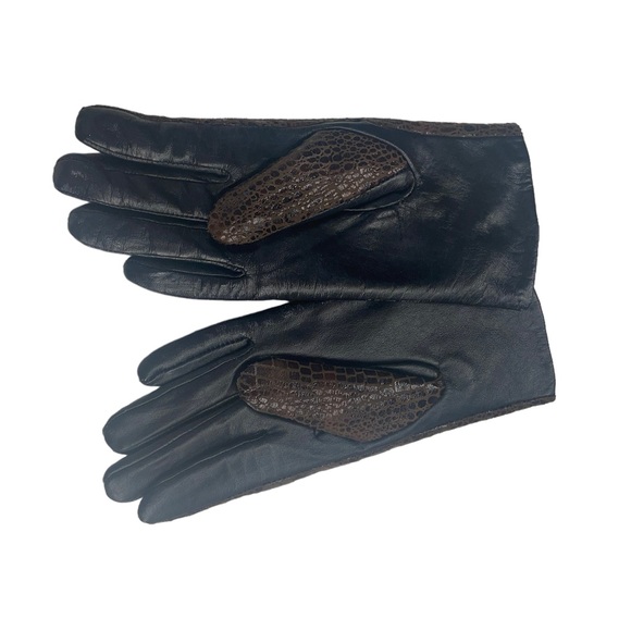 GII NWT brown black reptile print cold weather driving dress contemporary gloves - Picture 4 of 12